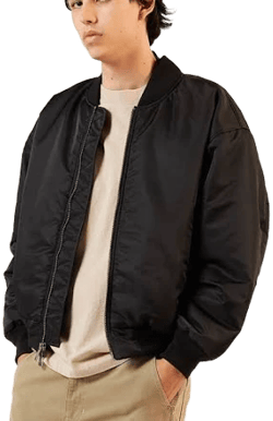 Men's Black Nylon Bomber Jacket