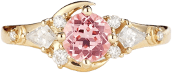 Sailor Moon Pink Sapphire Moissanite Engagement Ring in Rose Gold