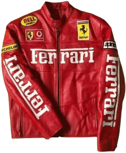 Men's Red Embroidered F1 Ferrari Vintage Racing Real Leather