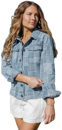 Blake Patchwork Denim Trucker Jacket