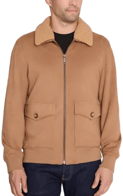 Sam Edelman Men's Faux Shearling Suede Bomber Jacket