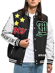 Members Only Black & White Varsity Jacket