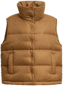 COACH Women's Black Jacquard Puffer Jacket Vest