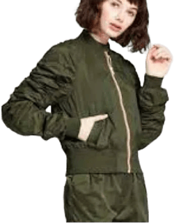 Hunter Green Bomber Rushed Arm Jacket