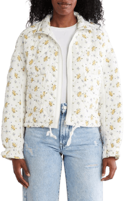 Blank NYC Women's White Cropped Quilted Jacket