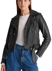 Quince Women's Leather Motorcycle Jacket