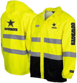 Dallas Cowboys Men's Hi-Vis Safety Waterproof Rainshell Jacket