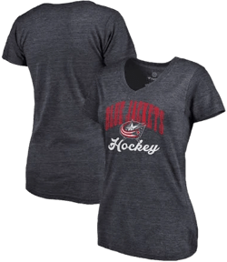 Fanatics Women's Columbus Blue Jackets Victory Script Tri-Blend V-Neck