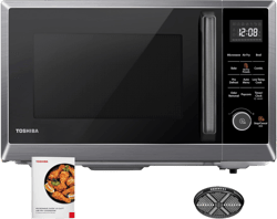 TOSHIBA Air Fryer Combo 8-in-1 Countertop Microwave Oven, Convection, Broil, Odor removal, Mute Function, 12.4" Position Memory Turntable with 1.0 Cu.ft, Black stainless steel, ML2-EC10SA(BS)