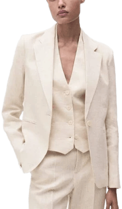 Women Mango Linen suit blazer light