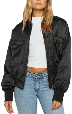 Beginning Boutique Keziah Satin Bomber Jacket