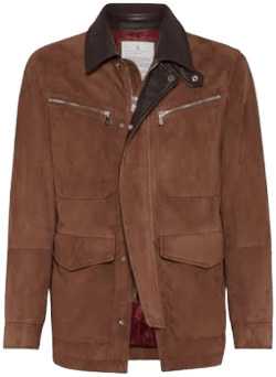 Brunello Cucinelli Men's Suede Field Jacket with Thermore Padding