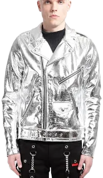Metallic Faux Leather Moto