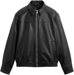 Zara Men's Faux Leather Bomber Jacket
