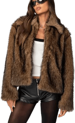 Edikted Women's Mob Wife Faux Fur Jacket