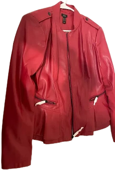 Red faux leather jacket size L