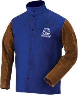 Black Stallion FRB9-30C/BS Hybrid FR Cotton/Cowhide Welding Jacket, Royal Blue, Large