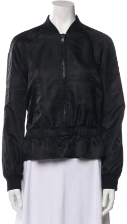 FRAME Women's Ruffled Shell Bomber Jacket