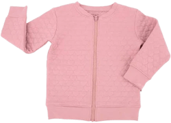 Petunia Pink Cozy Quilted Hearts Zip Up Jacket