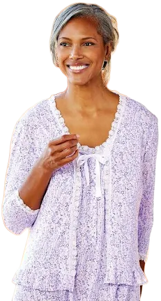 Eileen West Women's Lavender Print Bed Jacket