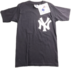 New York Yankees Navy Blue Logo Tee; Unisex Teen Size Small