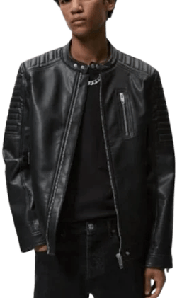 Zara Men's Faux Leather Biker Full Zip Jacket