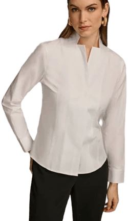 Donna Karan Women's Stand Collar Button-Front Cotton Shirt