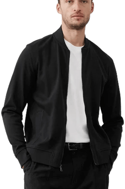 Men's Luxe Touch Bomber Jacket Black Regular Size M