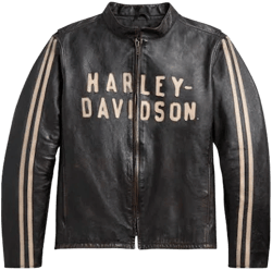 Harley-Davidson Men's Retro Sleeve Stripe Leather Jacket