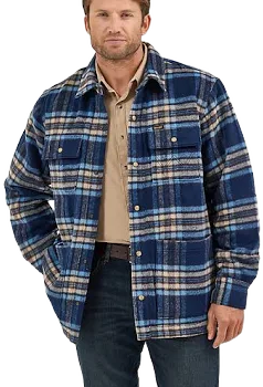 Wrangler Men's Quilted Flannel Shirt Jacket