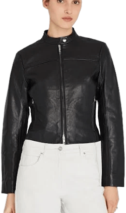 Club Monaco Women's Leather Racer Jacket