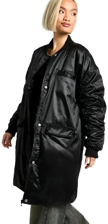 Boohoo Oversized Satin Bomber Jacket