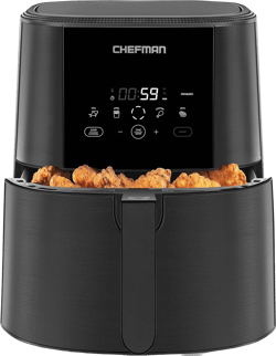 Chefman TurboFry Touch Air Fryer, The Most Compact And Healthy Way To Cook Oil-Free, One-Touch Digital Controls And Shake Reminder For The Perfect Crispy And Low-Calorie Finish, 5 Quart