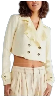 Free People Jackets & Coats | Free People Yellow Jacket Medium Linen Draped Back Cropped Top | Color: Yellow | Size: M | Waveboutique's Closet