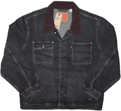 Levis Faded Black Denim Jean Trucker Style Jacket