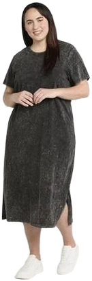 Time and Tru Women's Cotton T-Shirt Dress with Short Sleeves