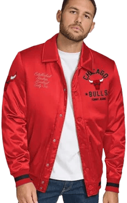 Tommy Jeans Men's Chicago Bulls Jacob Chain Stitch Applique Varsity Jacket