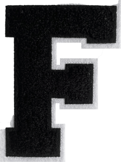 4.5 Inch Black Chenille Varsity Letter Patch - Iron On Letterman Jacket Patches for Clothing, Hats, Jeans, Bags & Backpacks (1 PC) Black-F