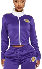 Fashion Nova Women's Lakers Halftime Zip Up Jacket