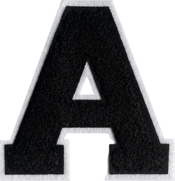 Varsity Letter Patches White Chenille Letter Patches 4-1/2'' Letterman Jacket Patches Iron on Letter Patches for Clothing (Black-A)