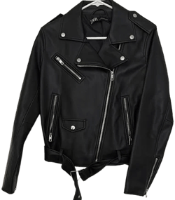 Zara Black Faux Leather Biker Jacket