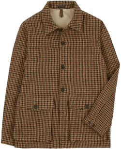Drake's Houndstooth Check Harris Tweed Donkey Jacket