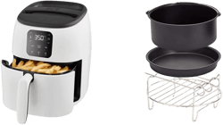 DASH Tasti-Crisp Digital Air Fryer with AirCrisp Technology, Custom Presets, Temperature Control, and Auto Shut Off Feature, 2.6 Quart - White & Dash 6-Piece Air Fryer Accessory Kit, 2 Quart, Compact