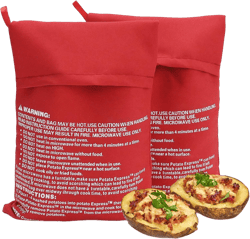 ZukoCert 2 Pack Microwave Potato Bags, Reusable Baked Potato Cooker for Perfectly Cooked Potatoes, Quick & Easy Microwave Cooking, Red