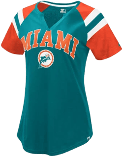 Starter Women's Miami Dolphins Game On Notch Neck Raglan T-Shirt