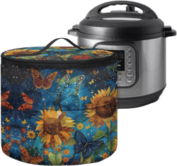 Appliance Cover Dust Cover Tote Bag for 6 Quart Pressure Cooker Cute Butterfly Sunflower Air Fryer Cover Dust Cover Zipper Small Appliance Covers Insulated Rice Cooker Storage Bag