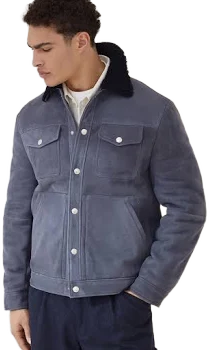 Brunello Cucinelli Suede Curly Shearling Four-Pocket Jacket