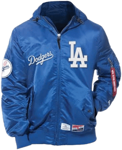 Alpha Industries Men's Los Angeles Dodgers L-2B Hooded Bomber Jacket