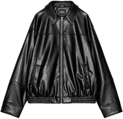 Women Zara Faux Leather Bomber Jacket