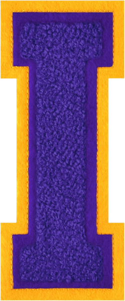 1 PC 4.5" Purple with Yellow Trim Chenille Varsity Letter Patch – Iron-On Applique for Letterman Jackets, Backpacks, Hoodies, Shirts, Team Uniforms – FlashMind Purple-Yellow I